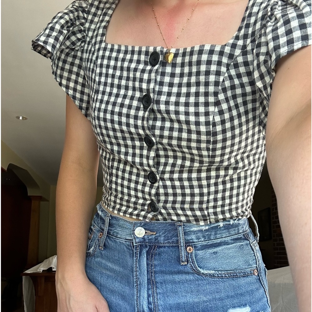 American Eagle Gingham Blouse - image 1